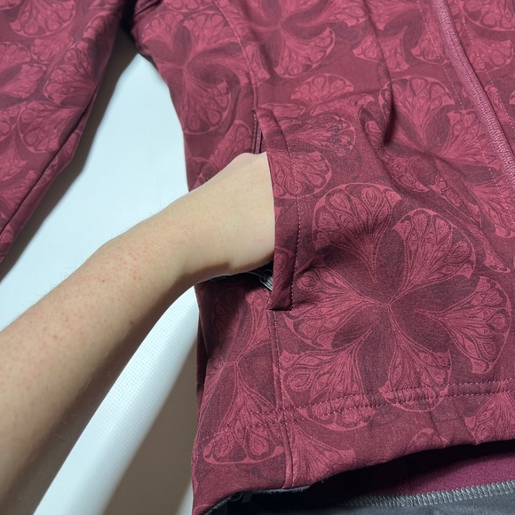 The North Face Apex Bionic Jacket Womens Large Soft Shell Burgundy Floral Print - Picture 6 of 16